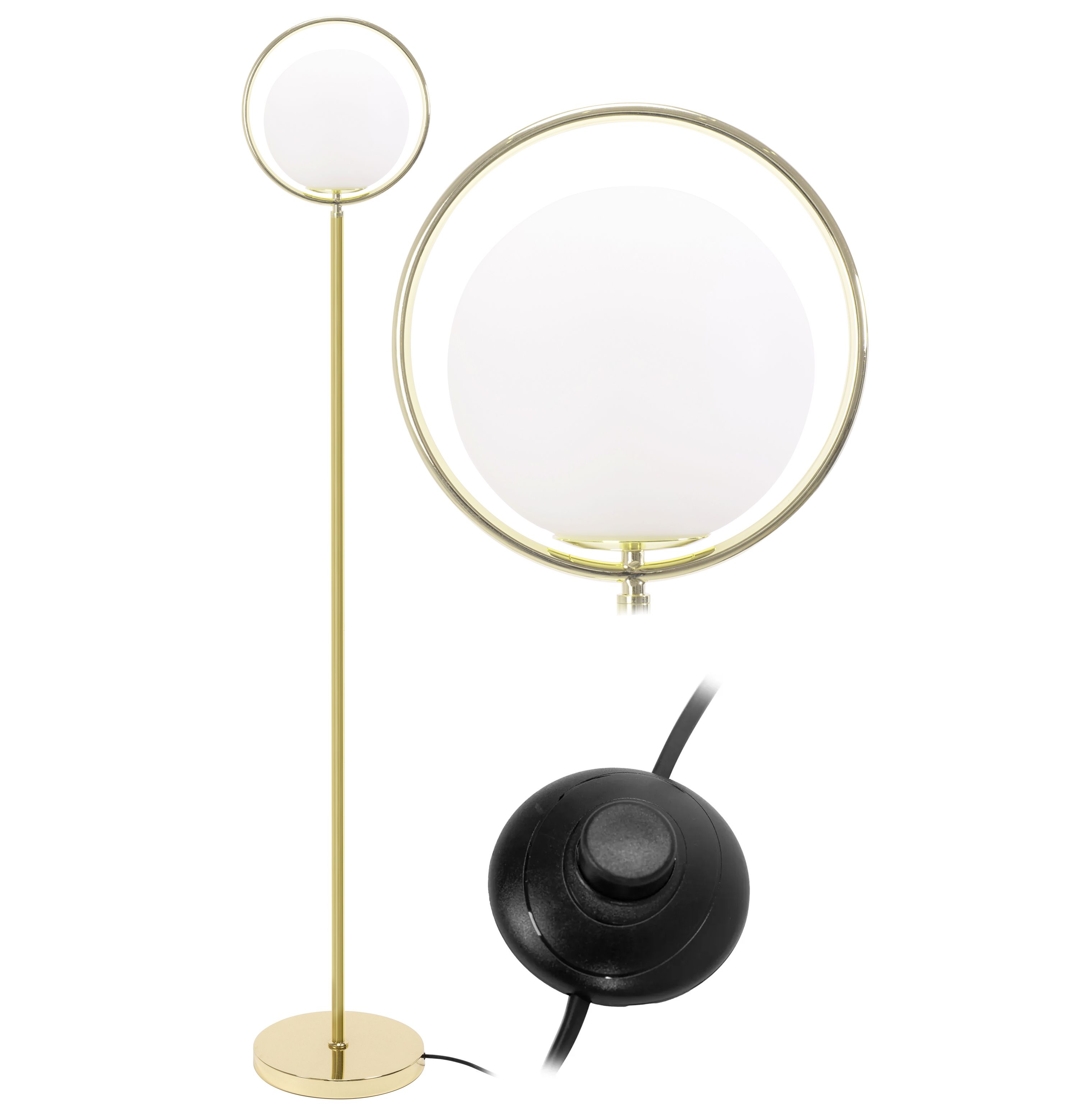 Toolight - Podlahová lampa APP927-1F, zlatá-biela, OSW-07009