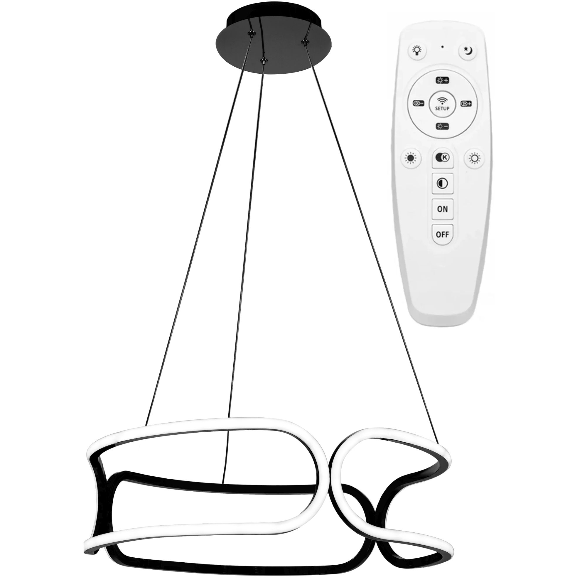Toolight - LED závesné svietidlo + diaľkové ovládanie APP790-CP TRIO BLACK, čierna, OSW-07901