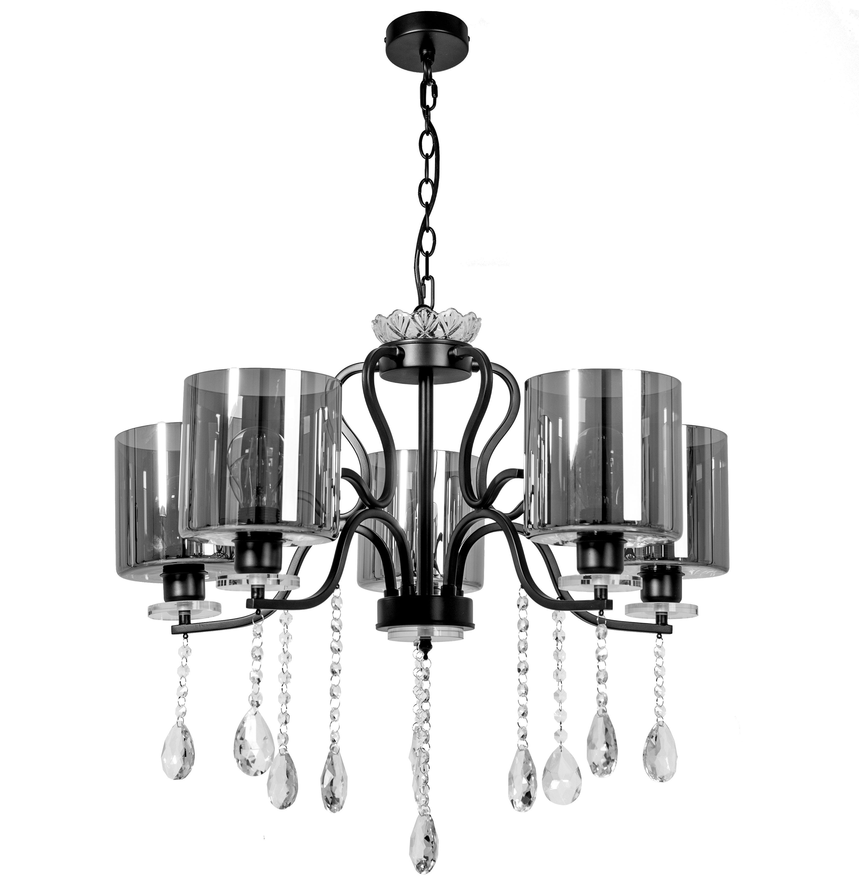 Toolight - Závesné svietidlo Vintage Krištáľ E27 60W APP958-5CP, čierna, OSW-07004
