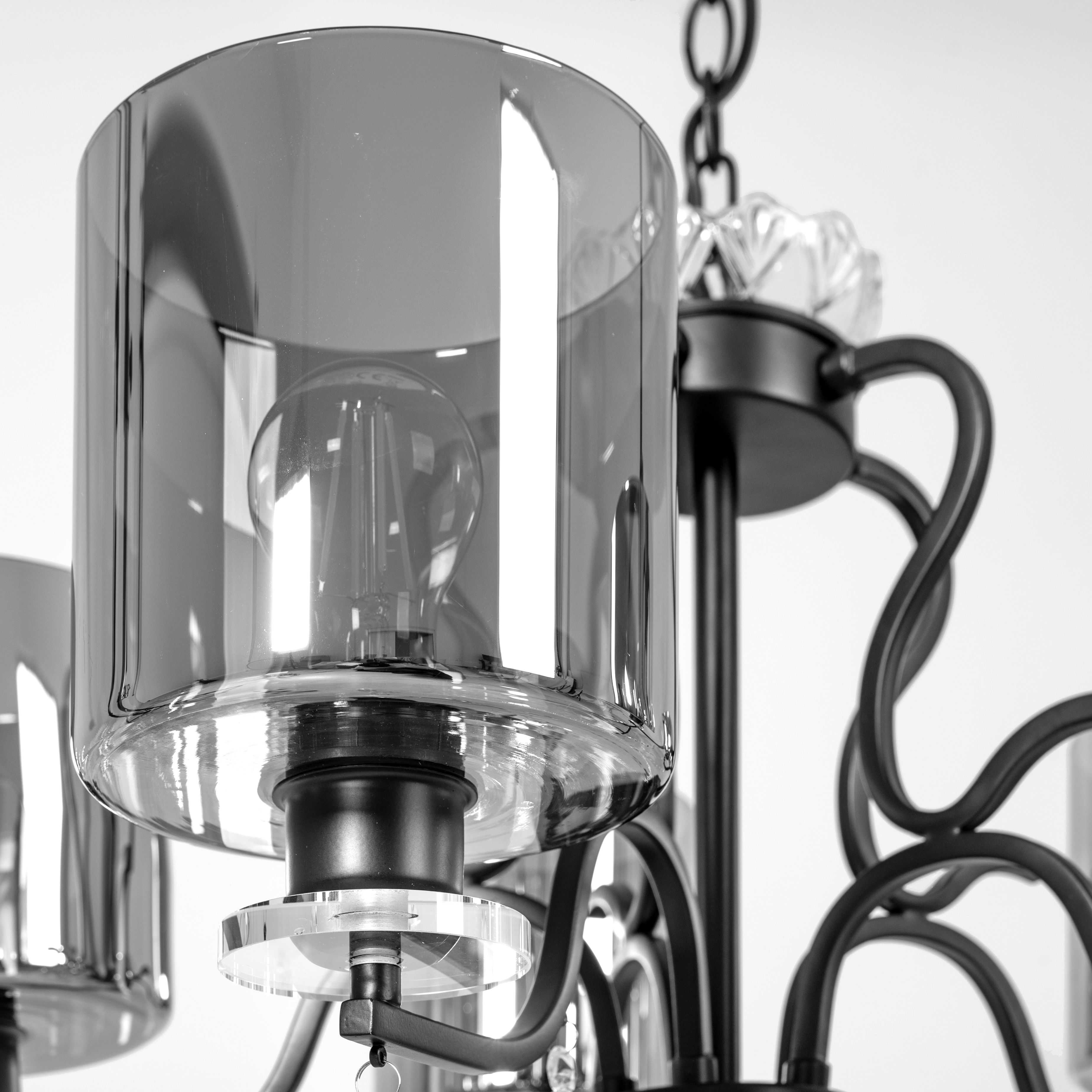 Toolight - Závesné svietidlo Vintage Krištáľ E27 60W APP958-5CP, čierna, OSW-07004