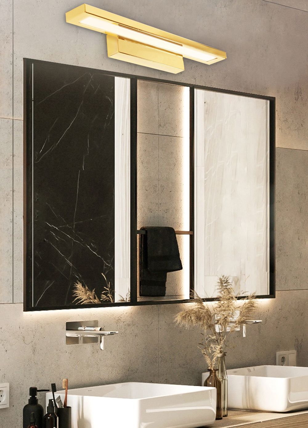 Toolight - LED nástenné svietidlo nad zrkadlo 40cm APP836-1W, zlatá, OSW-07014