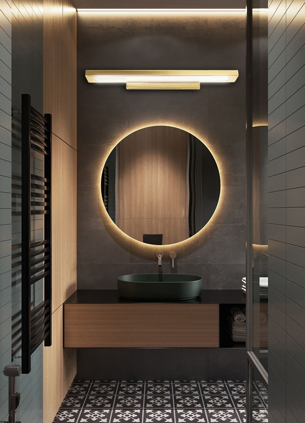 Toolight, LED nástenné svietidlo nad zrkadlo 80cm APP838-1W, zlatá, OSW-07016