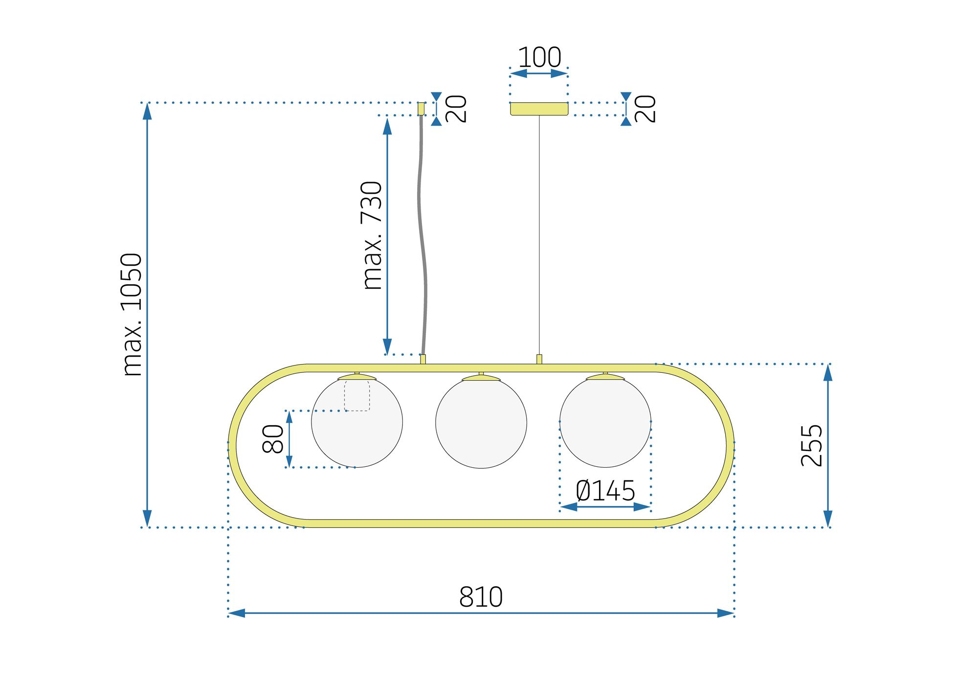 Toolight - Moderná stropná lampa 3xE27 60W APP915-3CP, zlatá, OSW-03205
