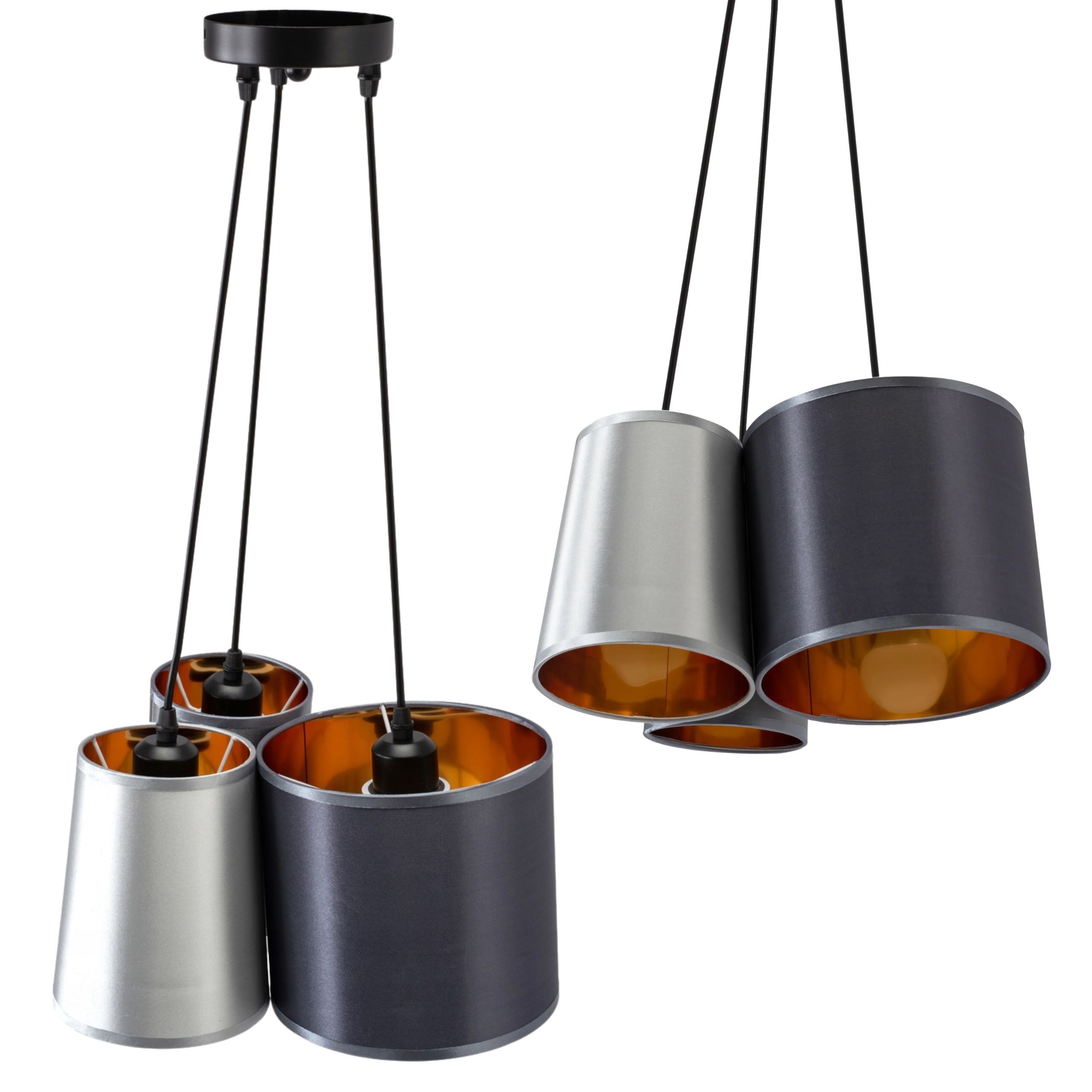 Toolight - Industriálne závesné svietidlo 3xE27 60W APP971-3cp, Biela-šedá-čierna, OSW-03212