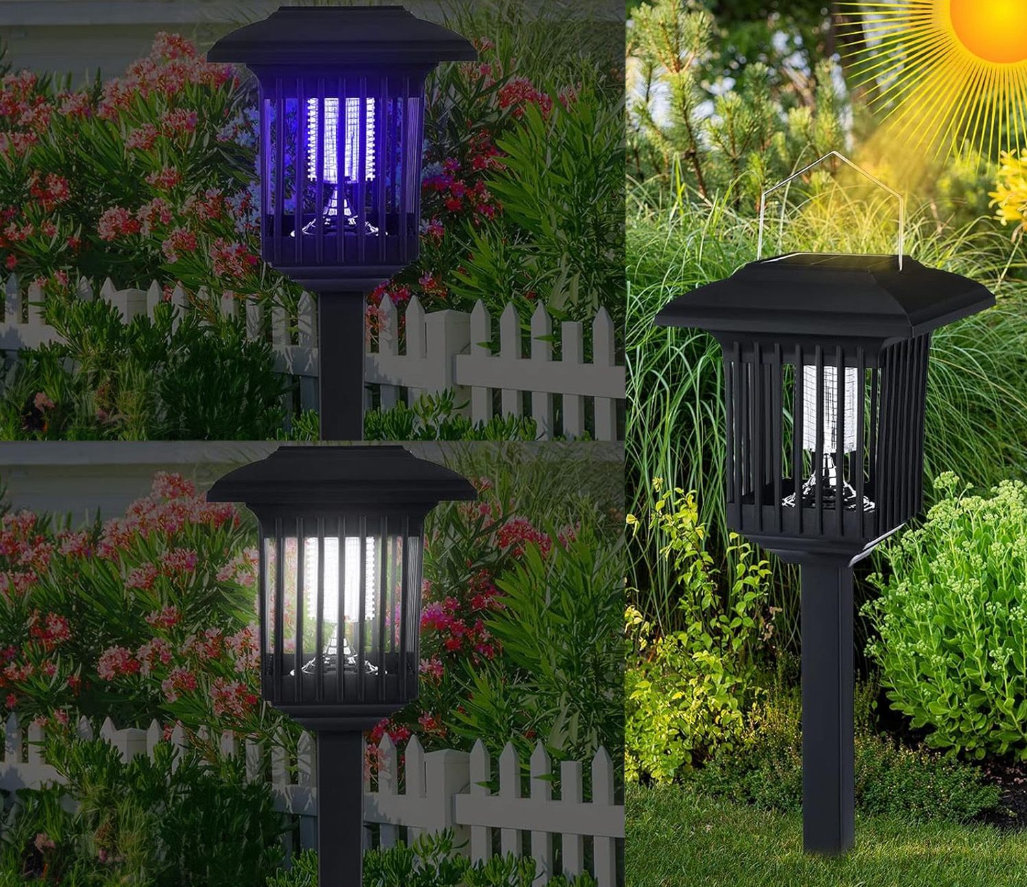 Bluegarden, LED solárna lampa proti hmyzu 15x15x27 cm J-22, čierna, OGR-02107