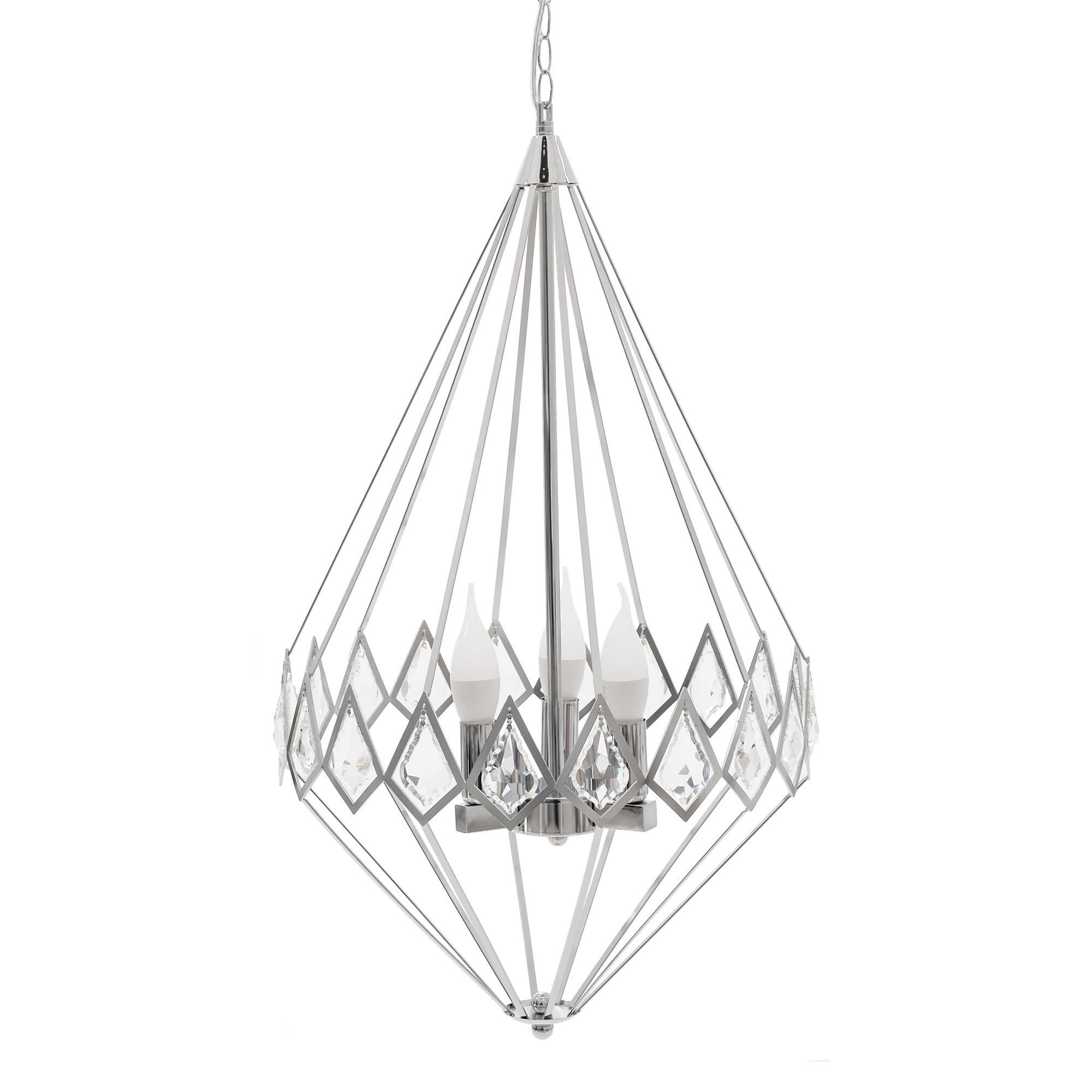 Toolight - Krištáľová závesná lampa 3xE14 40W APP210-3CPR, strieborná, OSW-07500