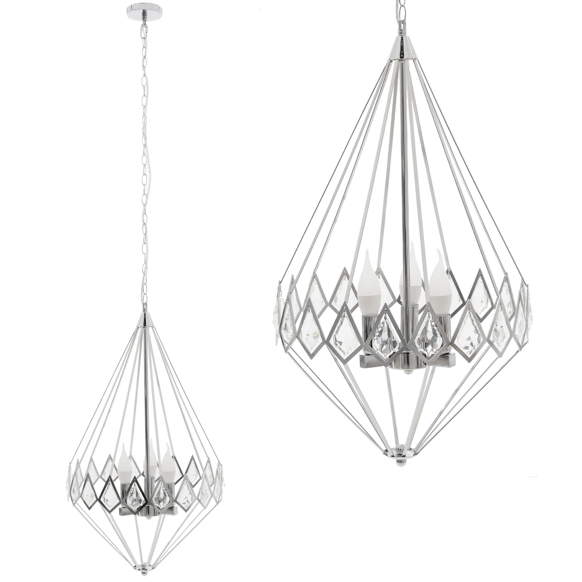 Toolight - Krištáľová závesná lampa 3xE14 40W APP210-3CPR, strieborná, OSW-07500