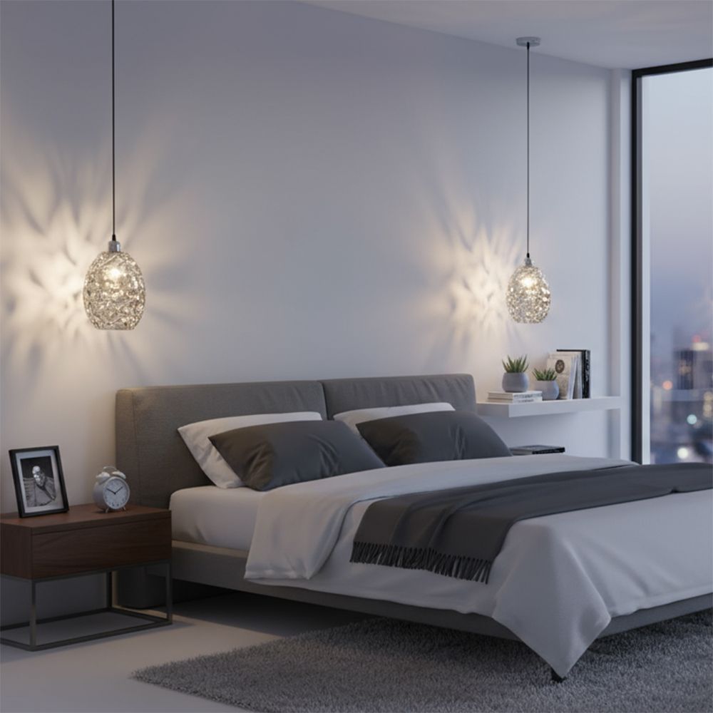 Toolight - Chrómovaná sklenená závesná lampa 1xE27 60W APP564-1CP, chrómová, OSW-09670