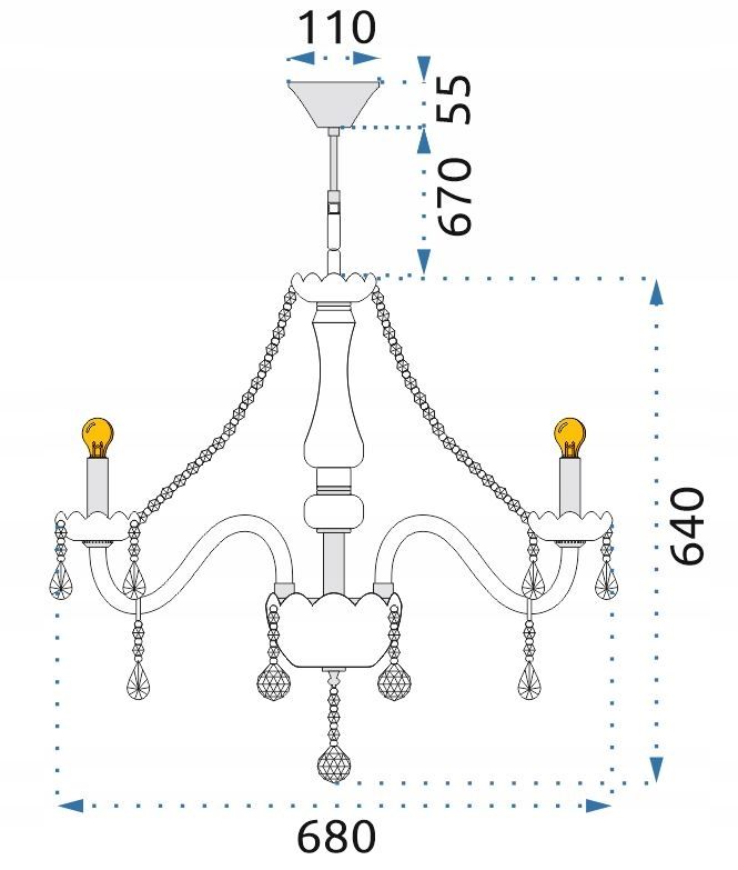 Toolight - Krištáľový závesný luster 8xE14 60W, strieborná, OSW-04600