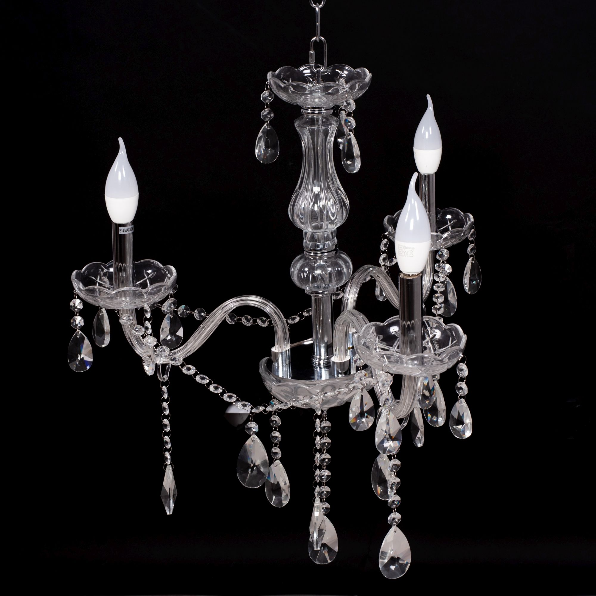 Toolight - Krištáľový závesný luster 3xE14 60W 300752, strieborná, OSW-04601