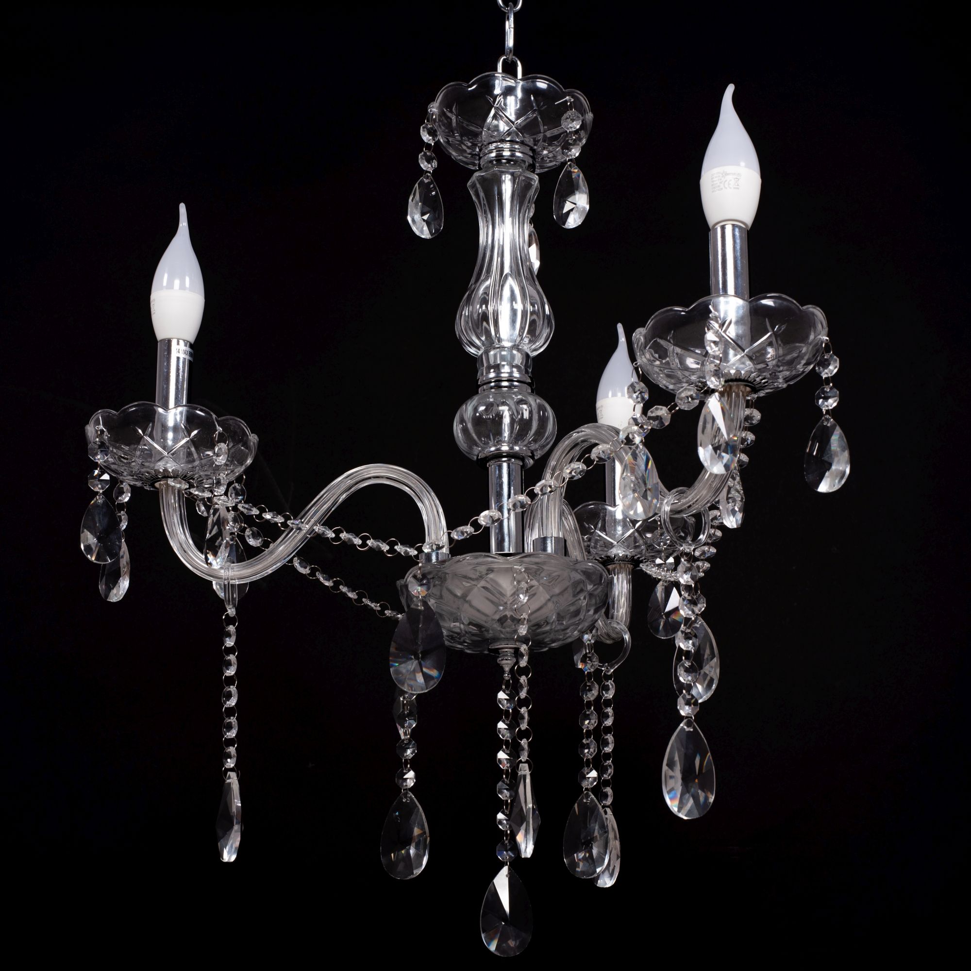 Toolight - Krištáľový závesný luster 3xE14 60W 300752, strieborná, OSW-04601