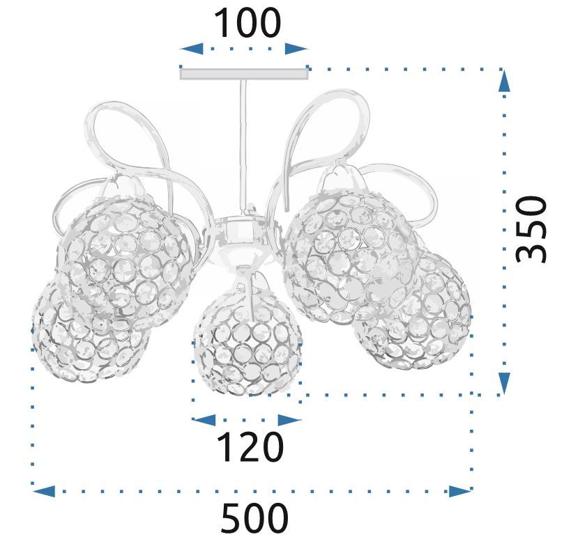 Toolight - Krištáľové stropné svietidlo 5xE27, APP636-5C, chrómová, OSW-05688