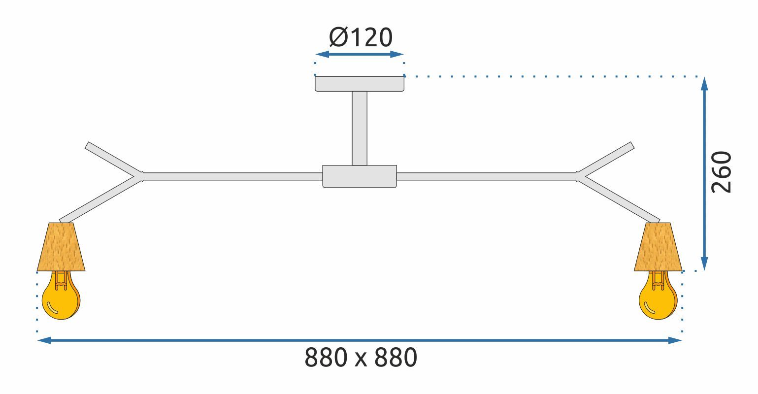 Toolight - Škandinávska kovová stropná lampa 5xE27 60W APP694-5C, čierna-hnedá, OSW-05465