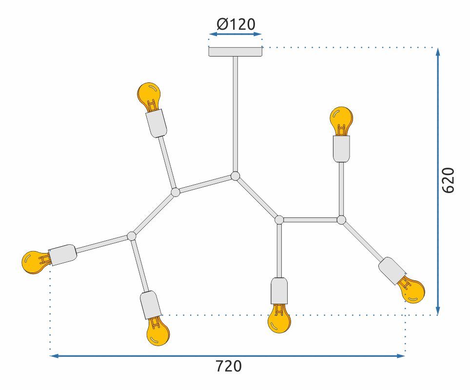 Toolight - Stropné svietidlo 6xE27 APP737-6C, čierna, OSW-08794