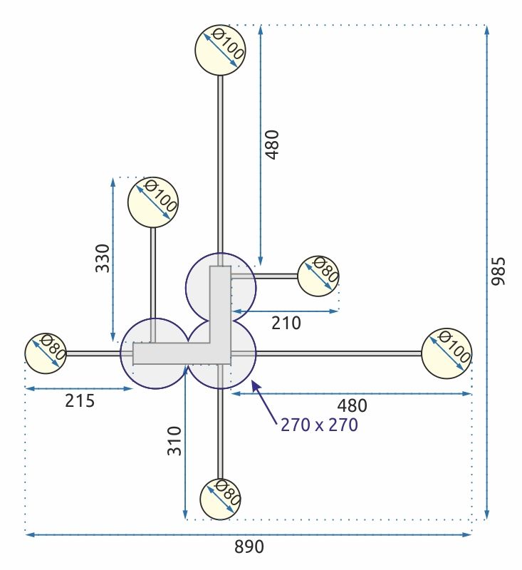 Toolight, LED stropné svietidlo 6-ramenné APP521-6C + diaľkové ovládanie, čierna, OSW-08463