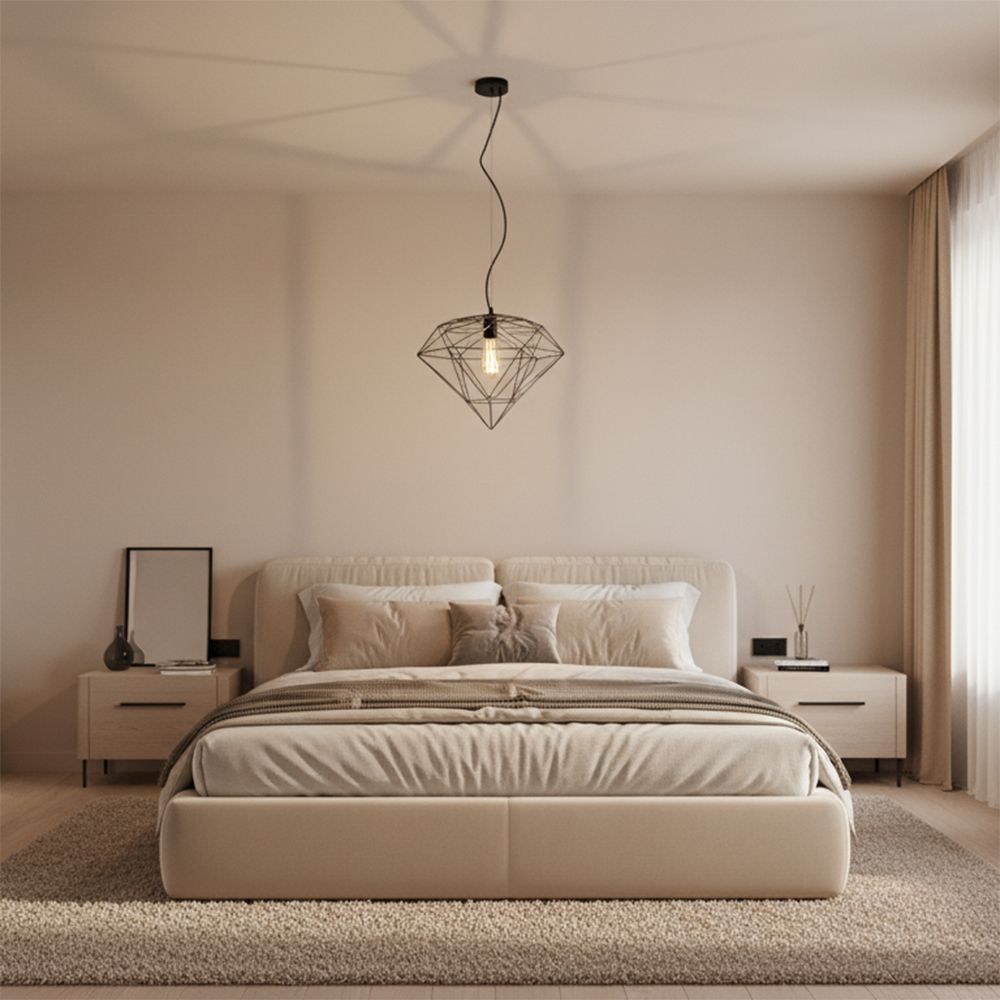 Toolight - Závesná lampa 1xE27 DIAMENT 392197, čierna, OSW-08570