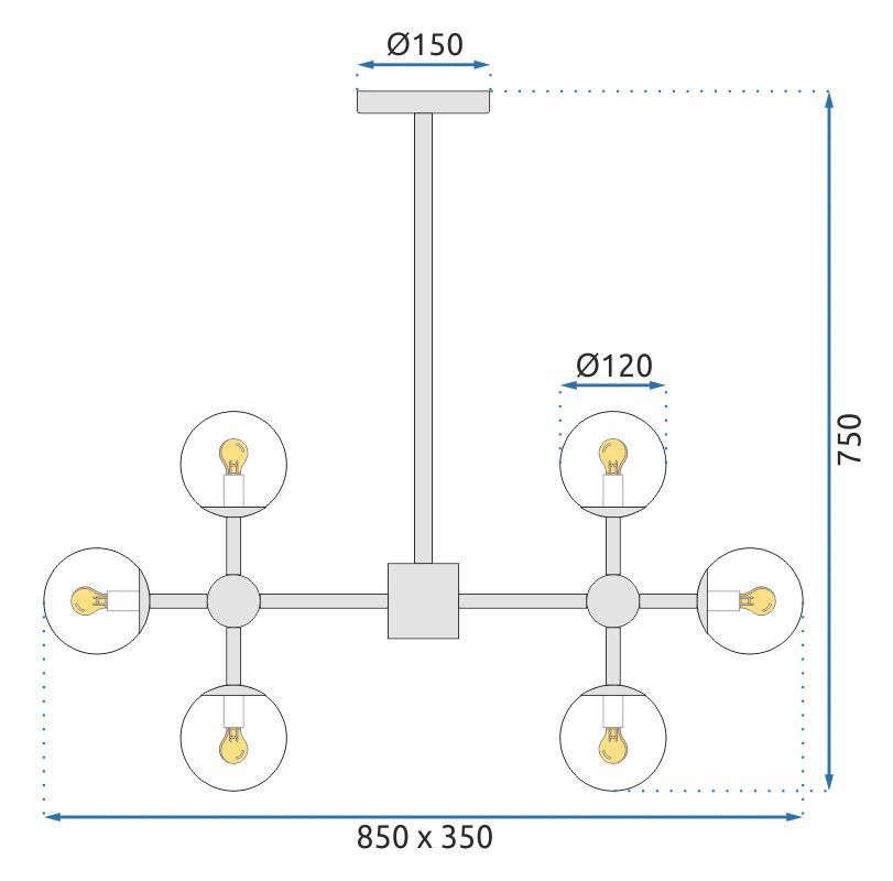 Toolight - Závesné stropné svietidlo 8xE27 APP269-8C, čierna + dymové sklo, OSW-00649