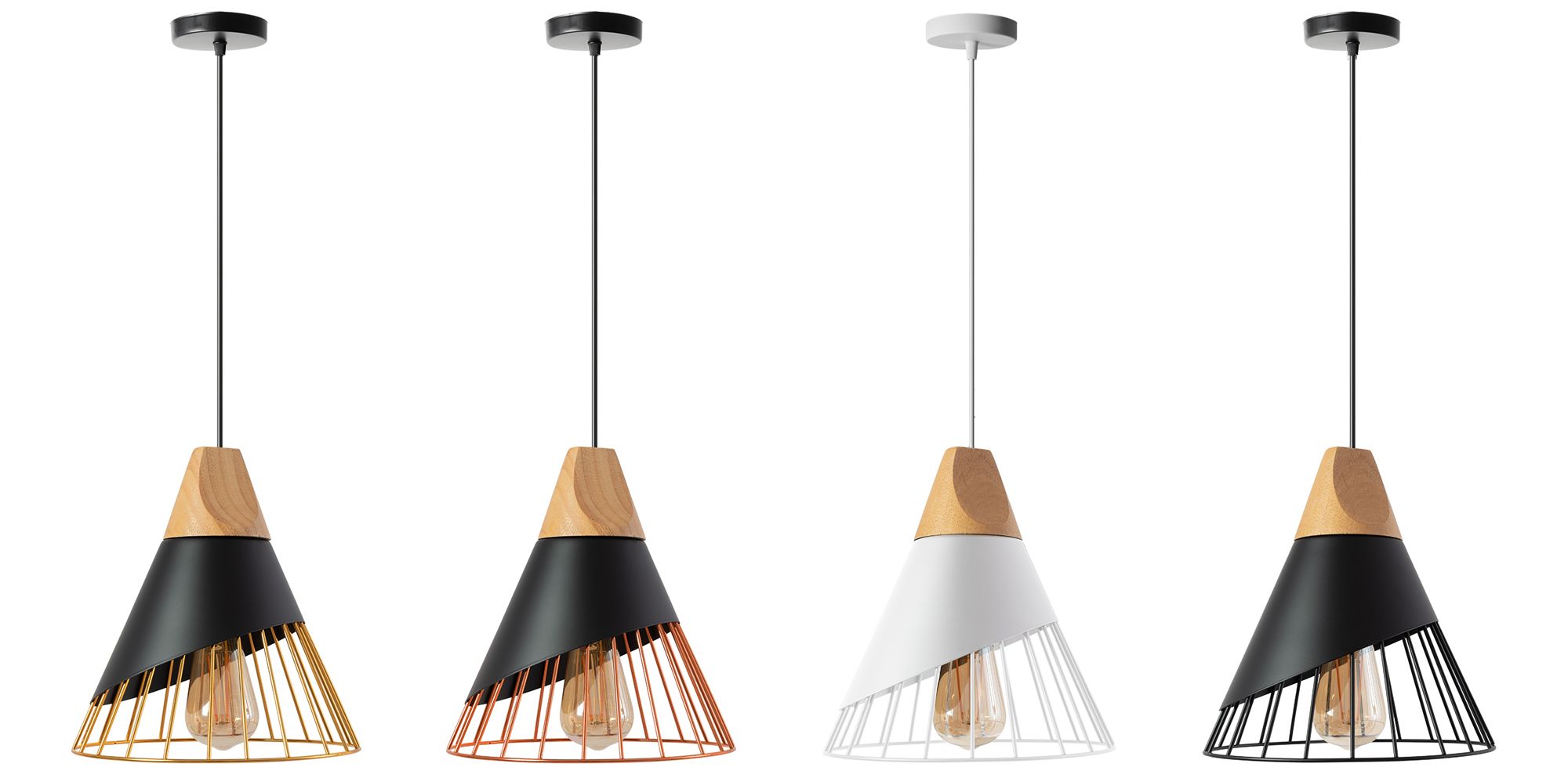 Toolight - Škandidávska závesná stropná lampa 1xE27 APP223-1CP, čierna-hnedá, OSW-00890