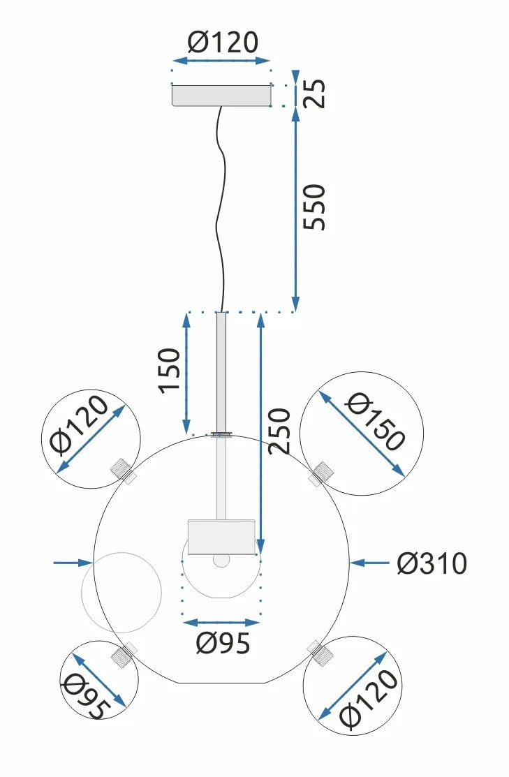 Toolight - LED stropná lampa 5W APP650-CP, zlatá, OSW-08198
