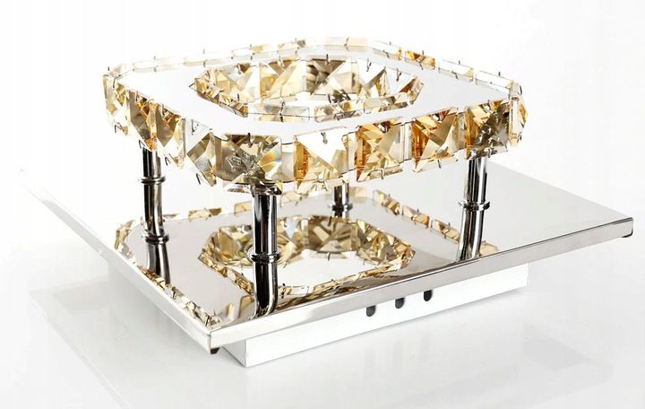 Toolight - Krištáľová hranatá stropná lampa Glamour 8W, teplé svetlo, APP405-C, chrómová, OSW-65003