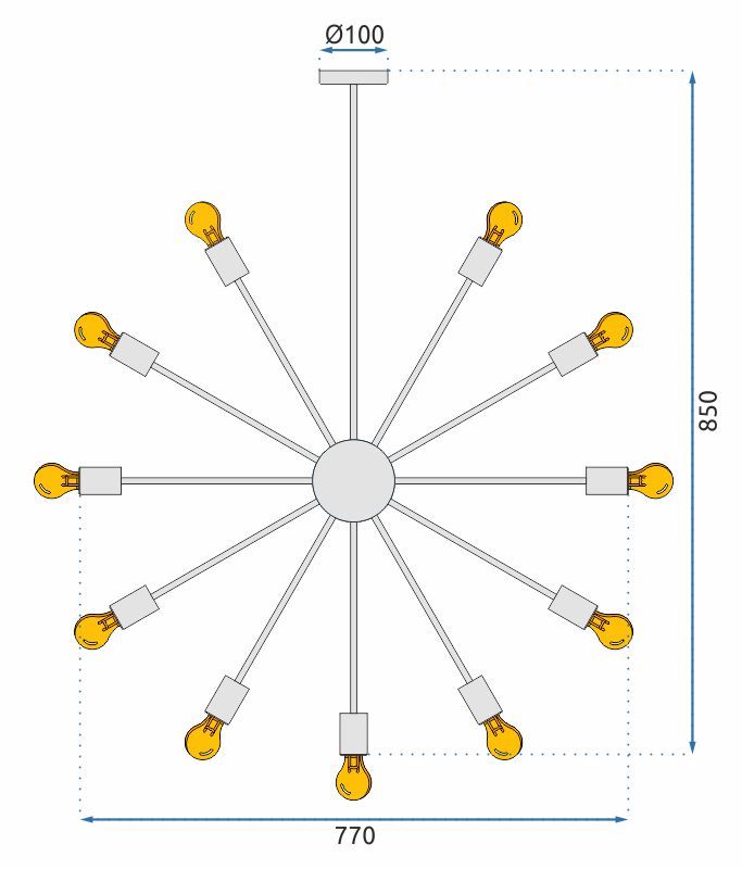 Toolight - Závesné stropné svietidlo 18xE27 APP259-18C, čierna, OSW-00644