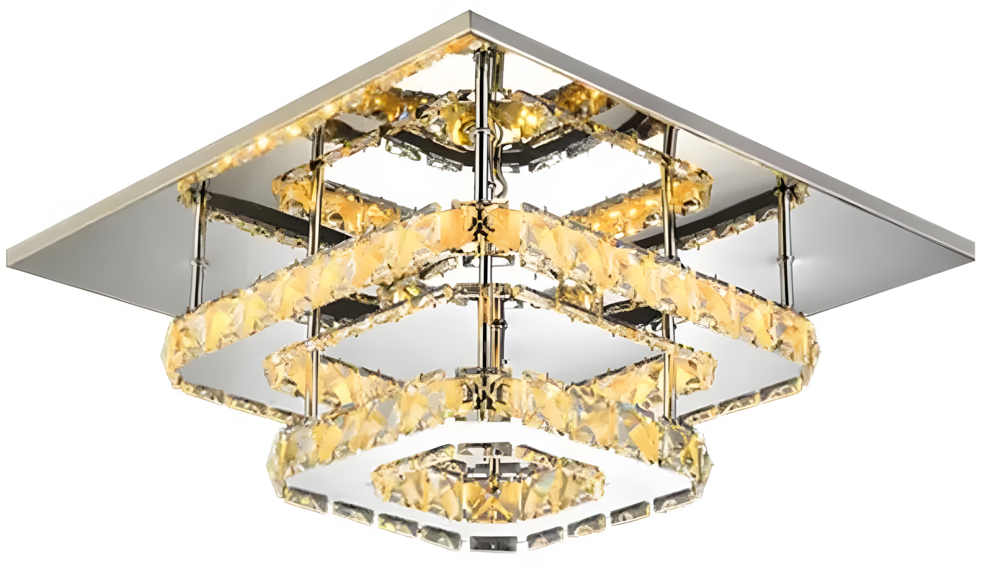 Toolight - LED krištáľová stropná lampa 8W štvorcová 30x30cm APP409-C, teplé svetlo 3000K, OSW-65007
