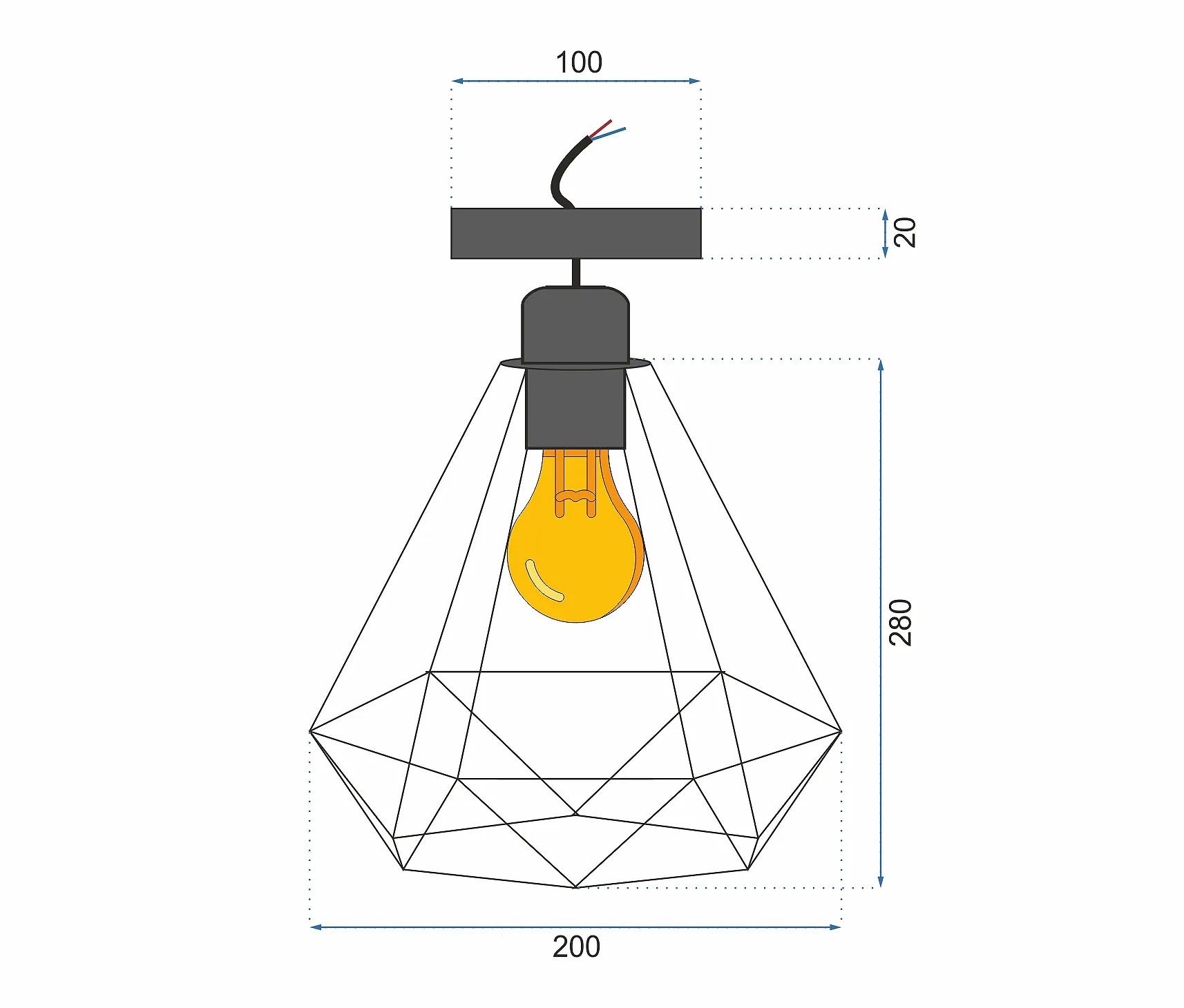 Toolight - Stropná lampa Reno 1xE27 180986D, čierna, OSW-00015