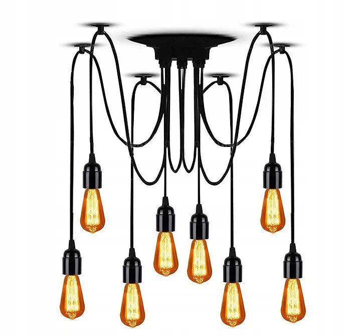 Toolight - Stropná lampa Spider 8xE27, čierna, OSW-00018