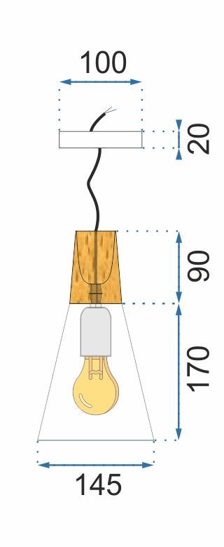 Toolight - stropné svietidlo SCANDI B 1xE27, čierna-hnedá, OSW-00149