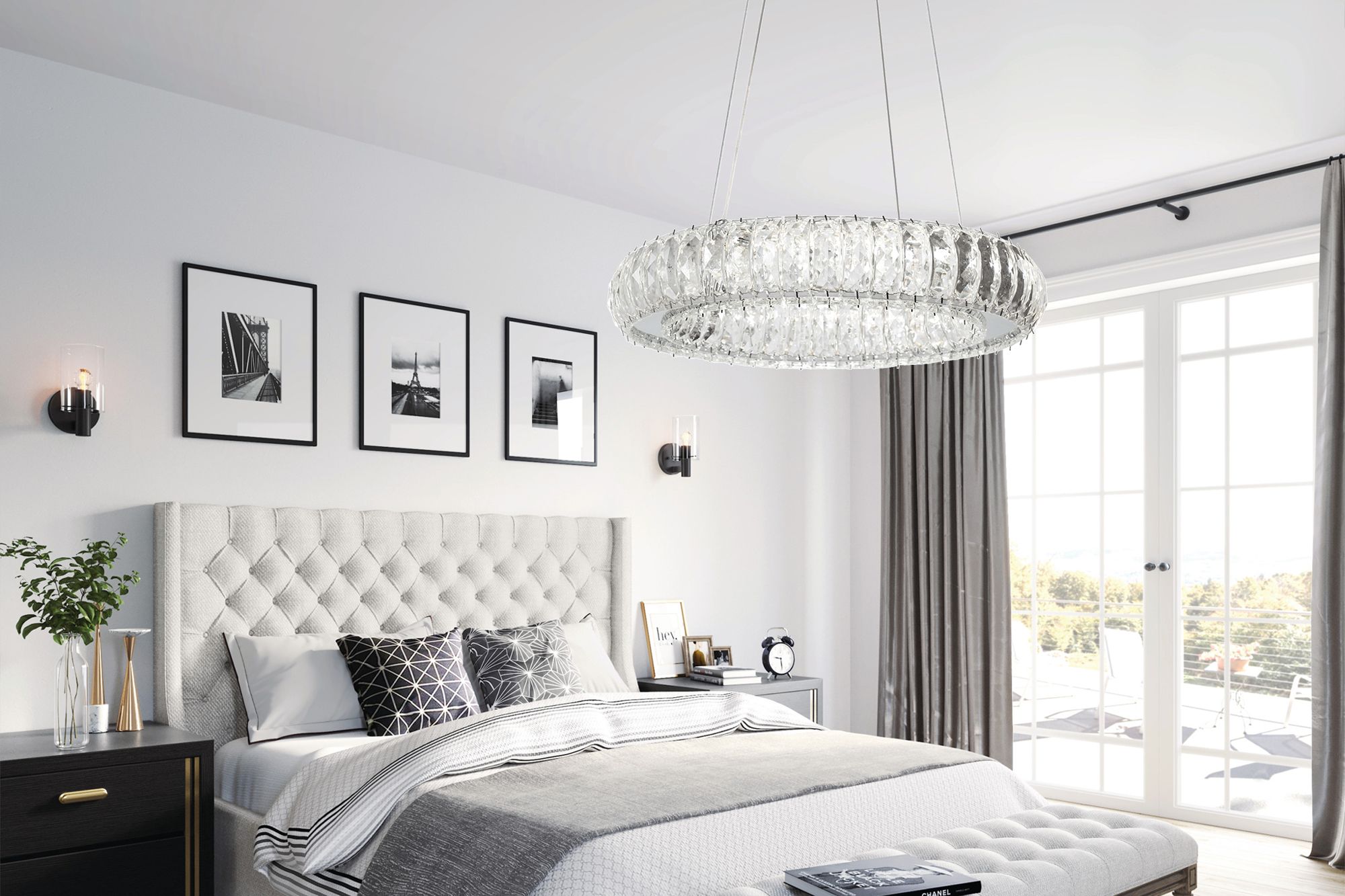 Toolight, Krištáľové LED závesné svietidlo APP1040-CP + diaľkové ovládanie, chrómová, OSW-09473