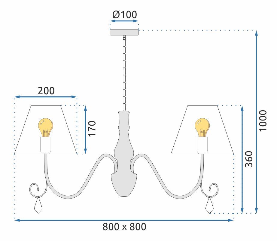 Toolight, závesná Vintage lampa 4xE14 APP991-4CP, šedá-strieborná, OSW-05555