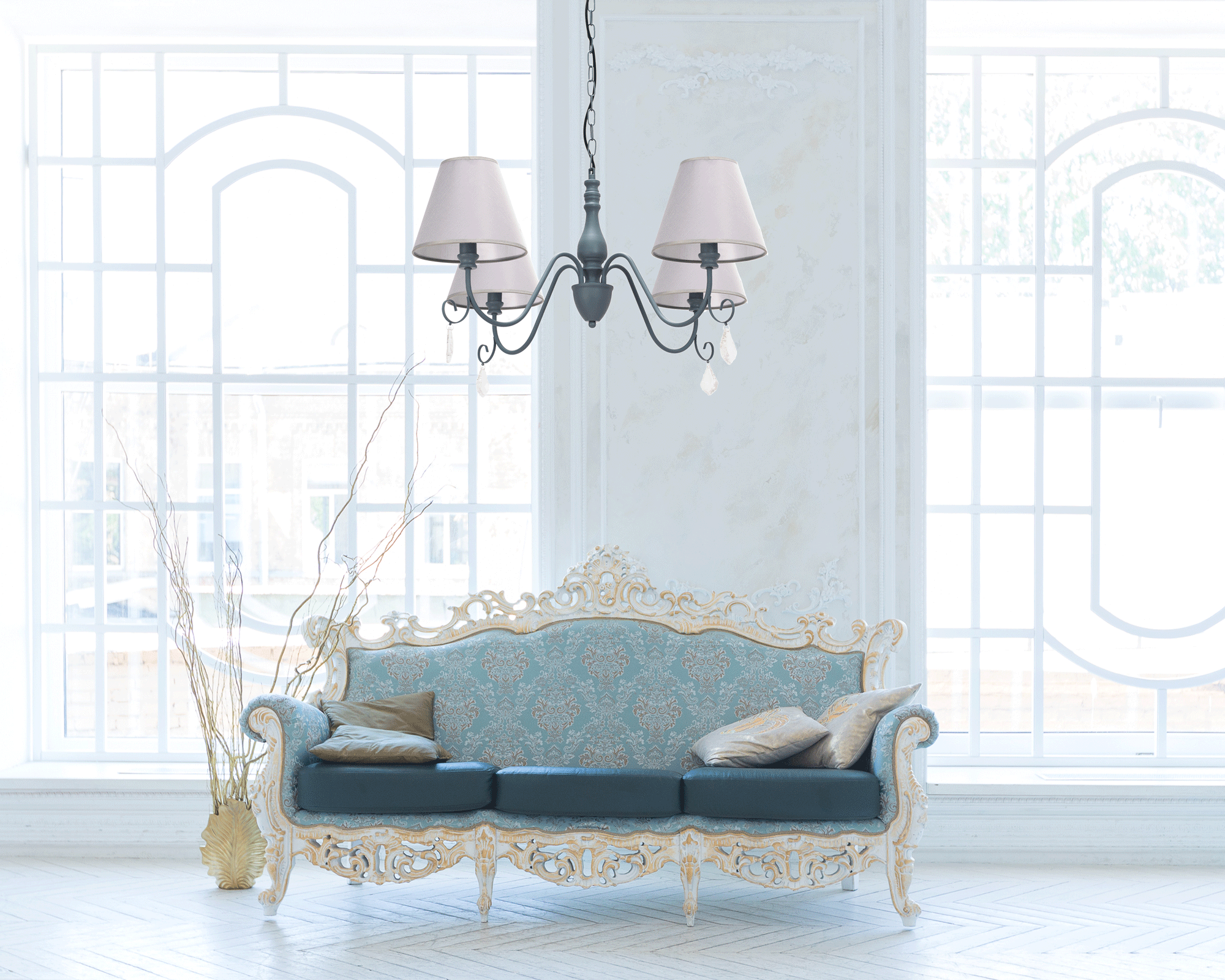 Toolight, závesná Vintage lampa 4xE14 APP991-4CP, šedá-strieborná, OSW-05555
