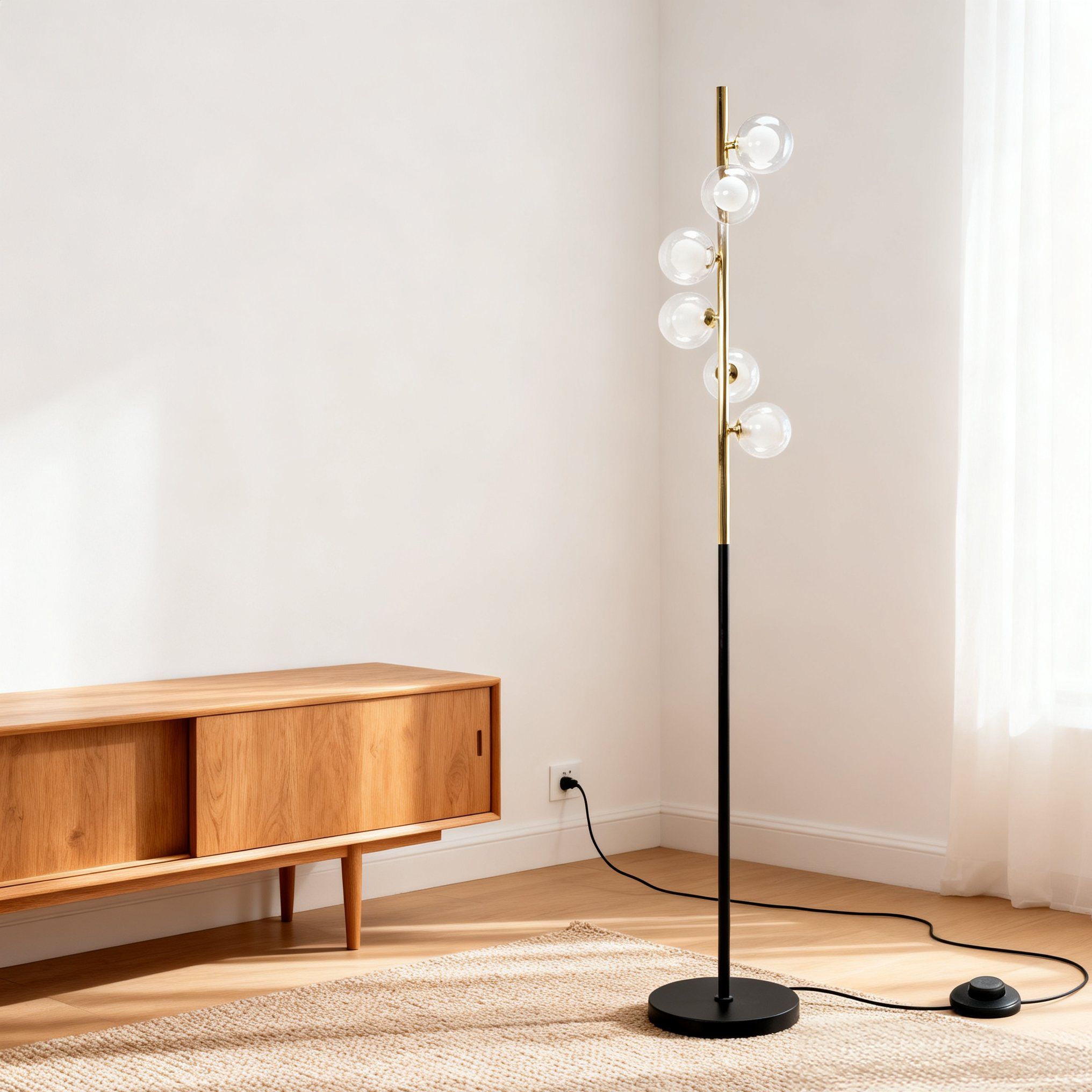 Toolight, podlahová lampa 6xG9 APP917-6F, zlatá-čierna, OSW-03206