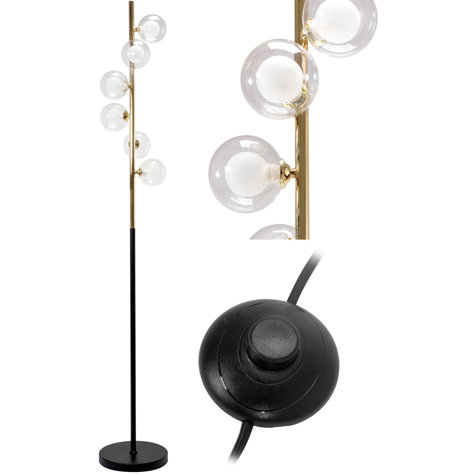 Toolight, podlahová lampa 6xG9 APP917-6F, zlatá-čierna, OSW-03206