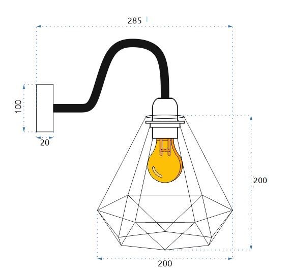 Toolight, nástenná lampa Loft 1xE27 392229, zlatá, OSW-09681