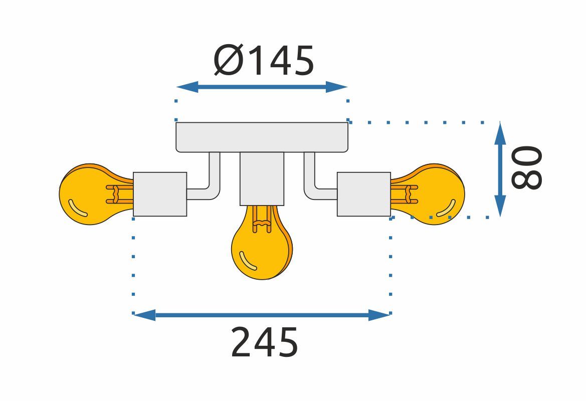 Toolight, kovové stropné svietidlo 5xE27 APP708-5C, zlatá, OSW-05207