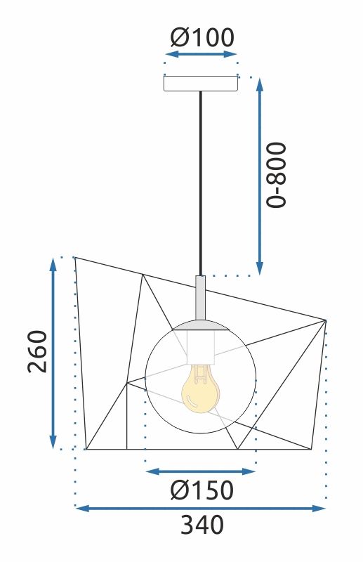 Toolight, závesná stropná lampa 1xE27 APP1022-1CP, čierna-biela, OSW-06112