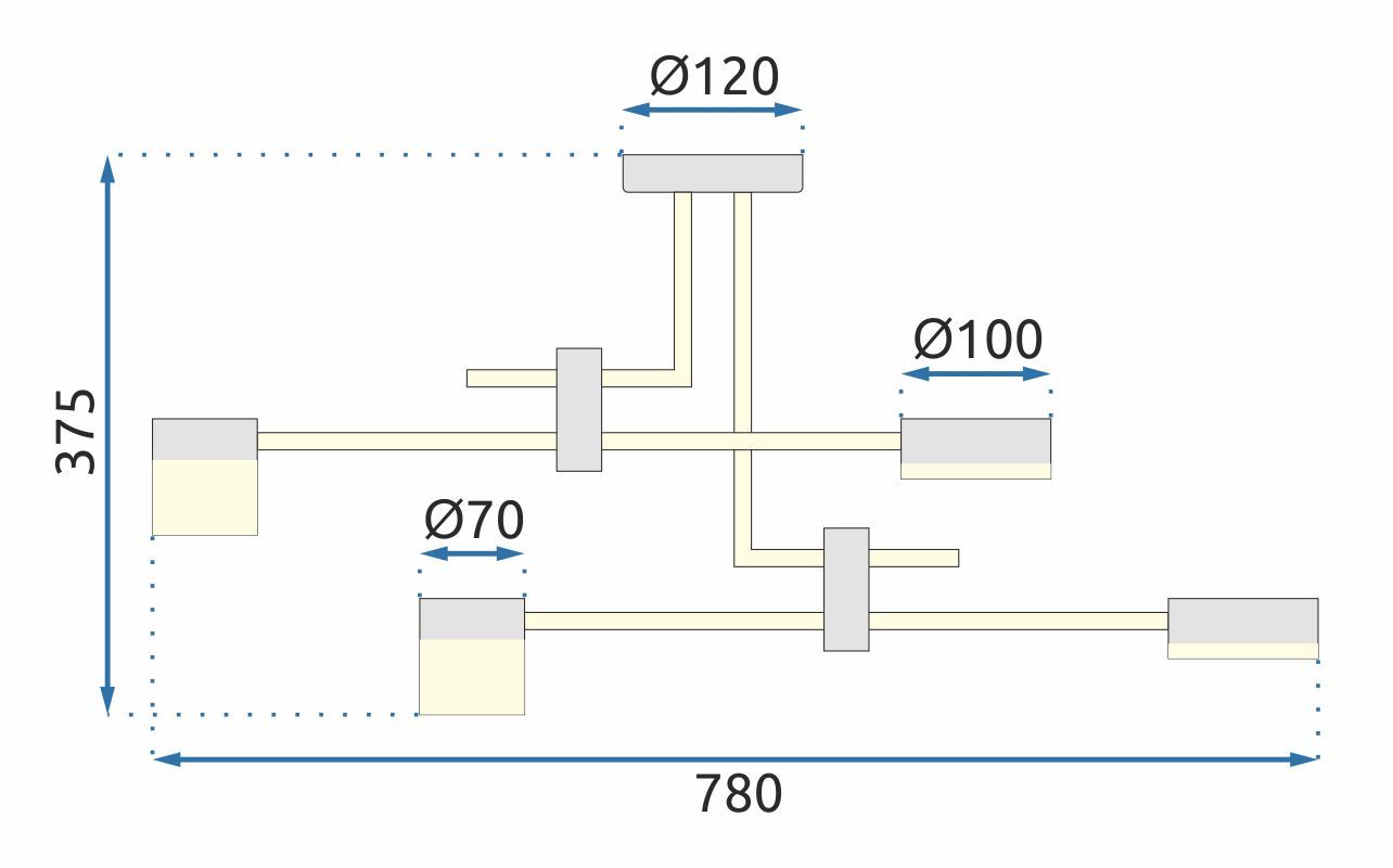 Toolight, LED stropné svietidlo APP1002-6C, zlatá-čierna, OSW-06151