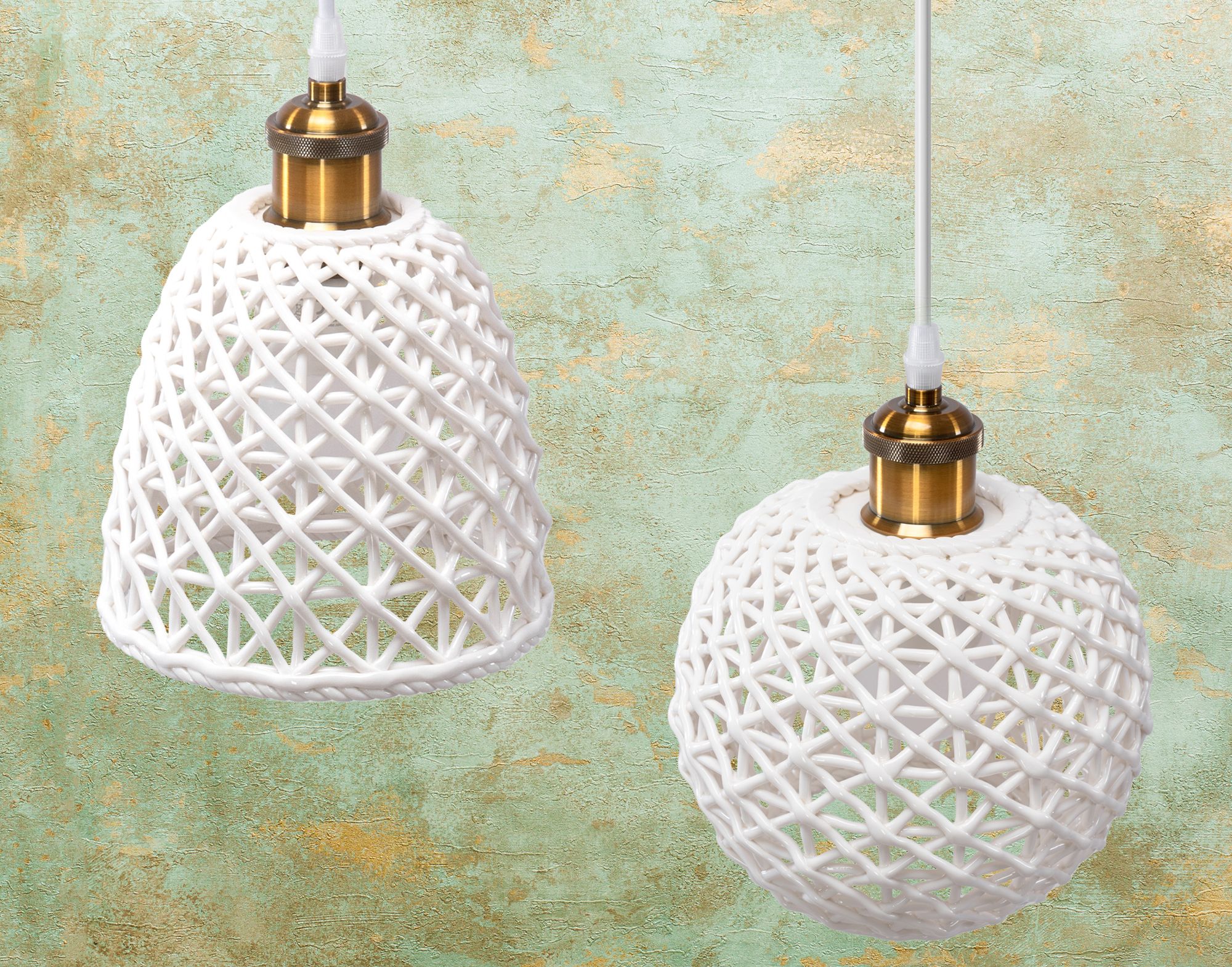 Toolight, keramická závesná lampa 1xE27 APP1007-1CP, biela, OSW-07534
