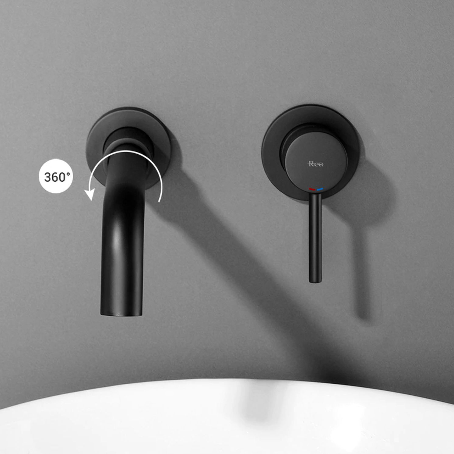 Rea Lungo Long, podomietková umývadlová/vaňová batéria + BOX, čierna matná, REA-B0371