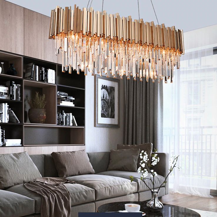 Toolight, kovové-krištáľové závesné svietidlo E14 60x30 cm 312355, zlatá, OSW-00683