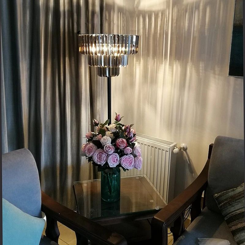 Toolight, podlahová krištáľová lampa 3xE14 APP925-3F, čierna, OSW-01042