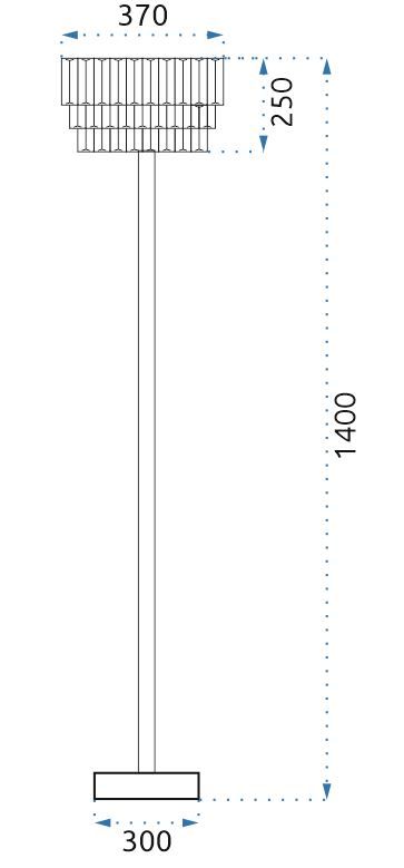 Toolight, podlahová krištáľová lampa 3xE14 APP925-3F, čierna, OSW-01042
