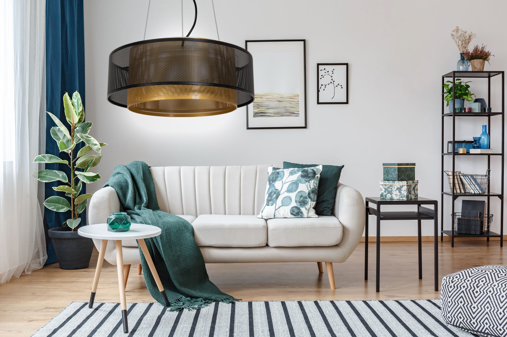 Toolight, LED závesné stropné svietidlo 40cm APP1000-CP, čierna-zlatá, OSW-07551