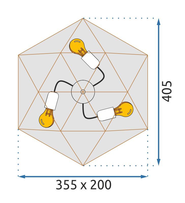 Toolight, stropné svietidlo 3xE27 APP1094-3C, čierna-zlatá, OSW-04410