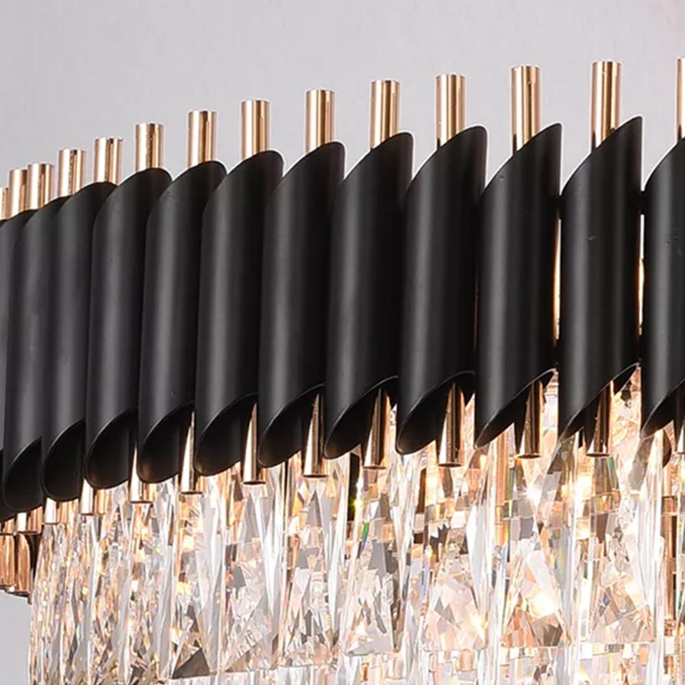 Toolight, stropná závesná krištáľová lampa 9xE14 APP1058-CP, čierna-zlatá, OSW-04400