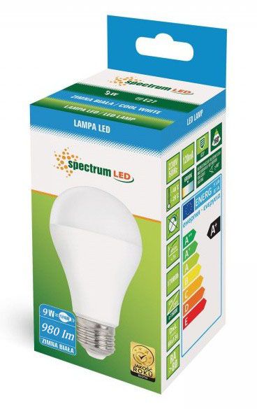 Toolight, LED žiarovka E27 230V, 9W, 980lm, 6000K, WOJ+14612, studená biela, OSW-02221