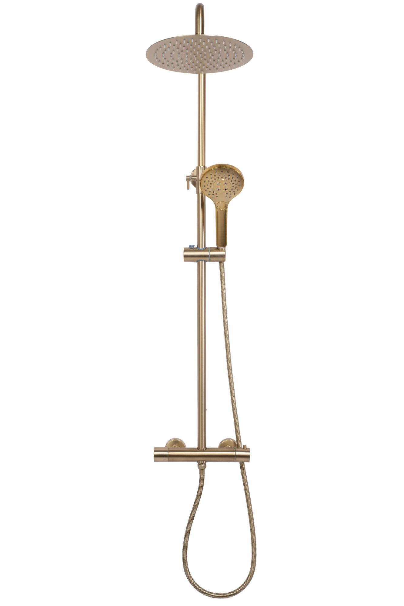 Rea Vincent, sprchový set s termostatickou batériou a dažďovou hlavicou 25cm, zlatá matná, REA-P6602