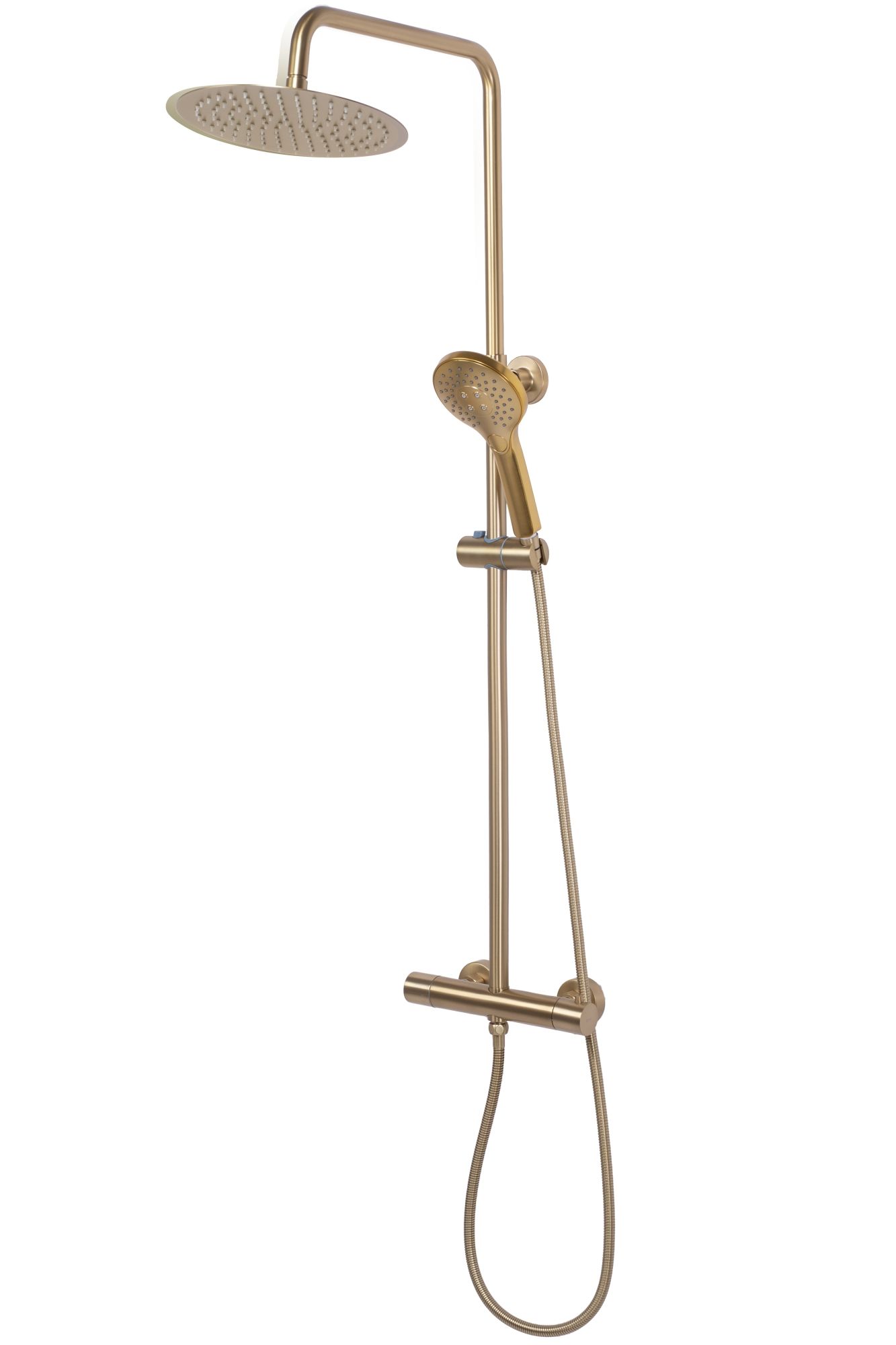 Rea Vincent, sprchový set s termostatickou batériou a dažďovou hlavicou 25cm, zlatá matná, REA-P6602