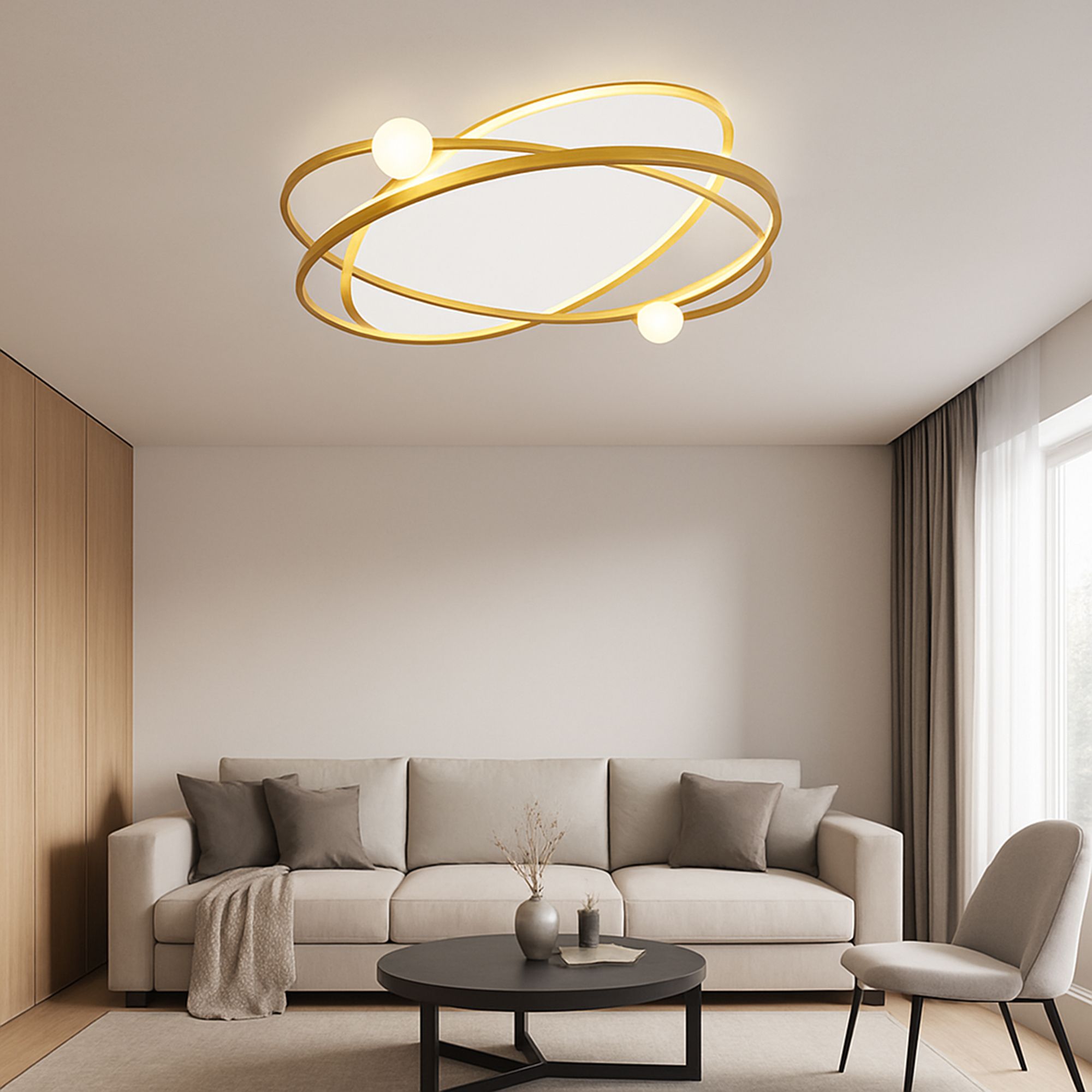 Toolight, LED stropné svietidlo + diaľkové ovládanie APP1059-C, biela-zlatá, OSW-08885